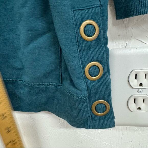 Soft Surroundings Teal Blue Snap Henley Tunic Top Long Sleeve Sweater Womens M - Picture 8 of 12